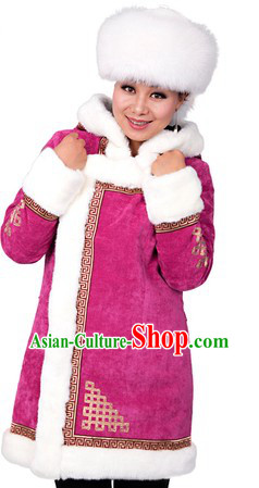 Traditional Chinese Winter Mongolian Clothes for Women