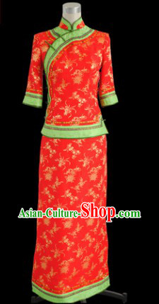 Chinese Classical Red Xiu He Wedding Toasting Blouse and Skirt for Brides