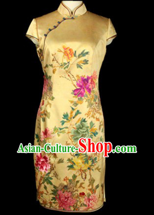 Traditional Chinese Important Ceremony Flower Cheongsam