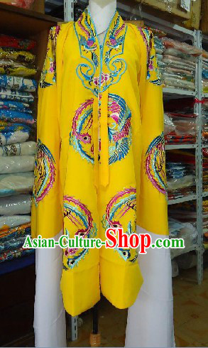 Traditional Chinese Beijing Opera Embroidered Phoenix Yellow Empress Robe