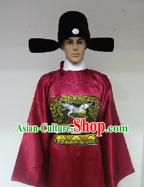 Traditional Chinese Stage Performance Ming Dynasty Government Official Robe and Hat for Men