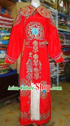 Chinese Beijing Opera Tuan Hua Embroidered Jian Yi Jacket and Robe for Men