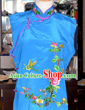 Blue Embroidered Flower Ornamental Waistcoat