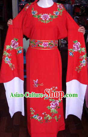 Round Collar Peking Opera Embroidered Flower Ancient Chinese Yong Men Costumes