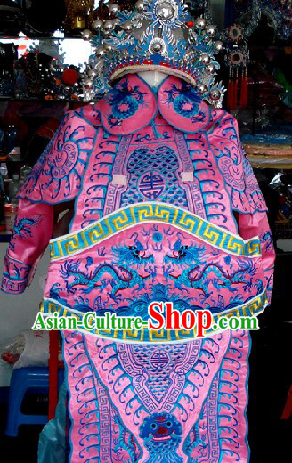 Traditional Chinese Peking Opera Da Kao Armor Costumes and Helmet for Children