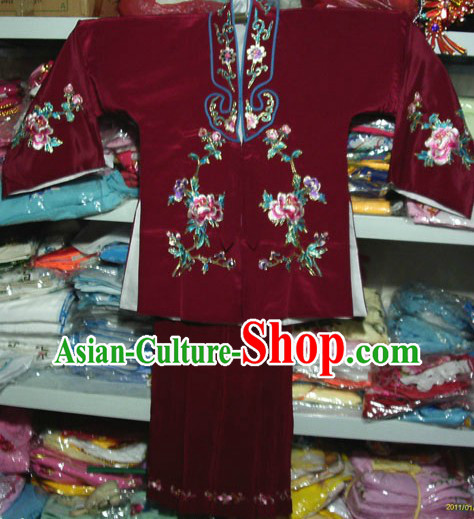 Chinese Peking Opera Embroidered Lao Dan Costumes for Kids