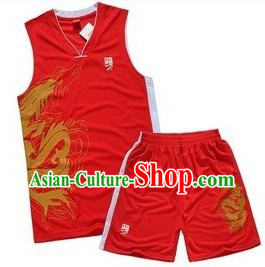 Traditional Red Dragon Dancer T-shirt Set