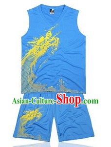 Traditional Blue Dragon Dance Player Dresses