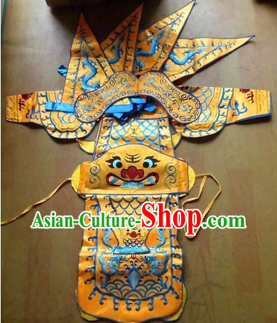 Traditional Chinese Embroidered Dragon Armor Da Kao Costumes Complete Set for Kids