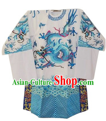 Chinese White Embroidered Dragon Robe