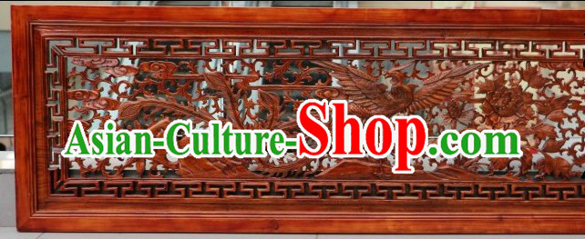 Traditional Chinese Hand Carved Phoenix Plaque