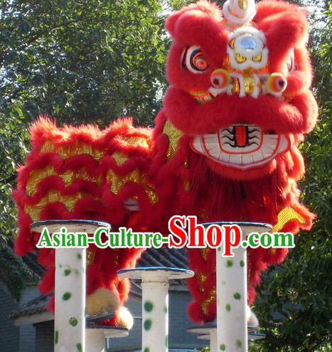 Most Welcome Red Chinese Huang Feihong Master Lion Dance Costumes Complete Set