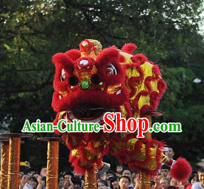 Red and Gold Classic Lion Dance Chinese New Year Costumes Complete Set