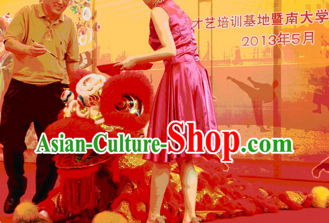 Top Red Lion Dance Ceremony Costume Complete Set
