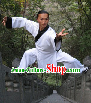 Classic White Long Kung Fu Robe for Men