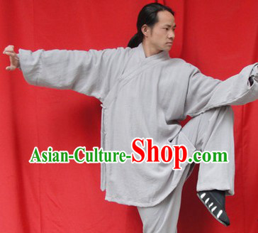 Classic Flax Mandarin Collar Wu Shu Uniform