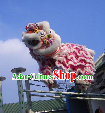 Cute Pink Handmade Lion Dance Costumes Complete Set