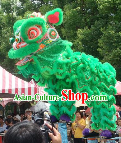 Friendly Green Hok San Lion Dance Costumes Complete Set