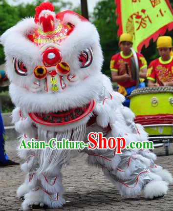 Friendly Red Ribbon Stunning Beautiful Hok San Lion Dance Costumes Complete Set