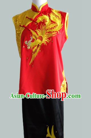 Gold Dragon Embroidery Sleeveless Southern Fist Nanquan Uniform Complete Set