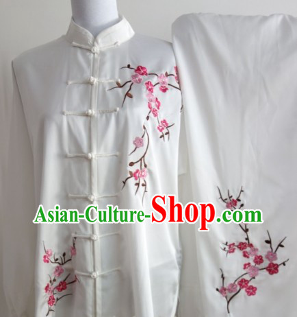 Plum Blossom Embroidery Long Sleeves Wu Shu Uniform Complete Set