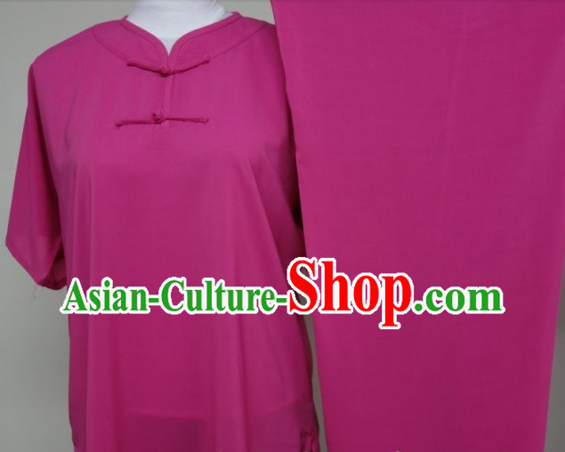 Round Collar One Color Silk Blouse Pants and Belt Martial Arts Clothes Complete Set