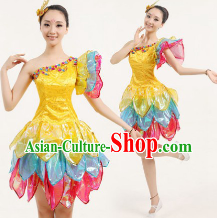 New Design Flower Dance Costumes and Headwear Complete Set for Women