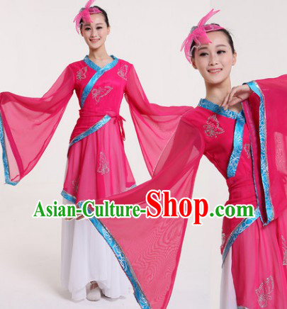 Butterfly Chinese Classical Gu Dian Hanfu Dance Costumes and Hairdress