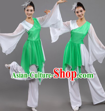 Fan Dance Group Dance Hanfu Costumes and Headwear Complete Set for Women