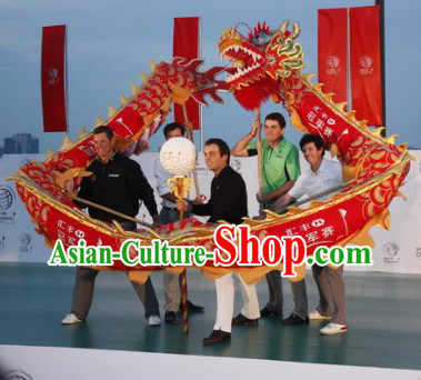 Six People Red Shanghai Dragon Dance Costume Complete Set