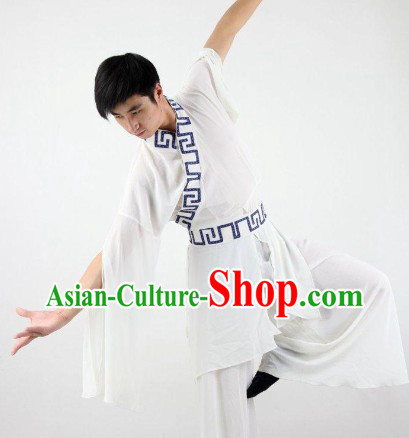 White Wide Sleeves Classical Dance Costumes for Men