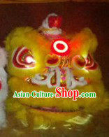 LED Lights Circle Yellow Wool Lion Dance Costumes Full Set