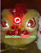 LED Lights Circle Maize-yellow Wool Lion Dance Costumes Full Set