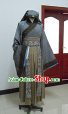 Ancient Chinese Ordinary People Clothes and Hat Complete Set for Men