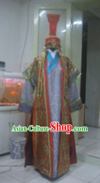 Ancient Chinese Mongolian Princess Long Robe and Hat Complete Set for Women