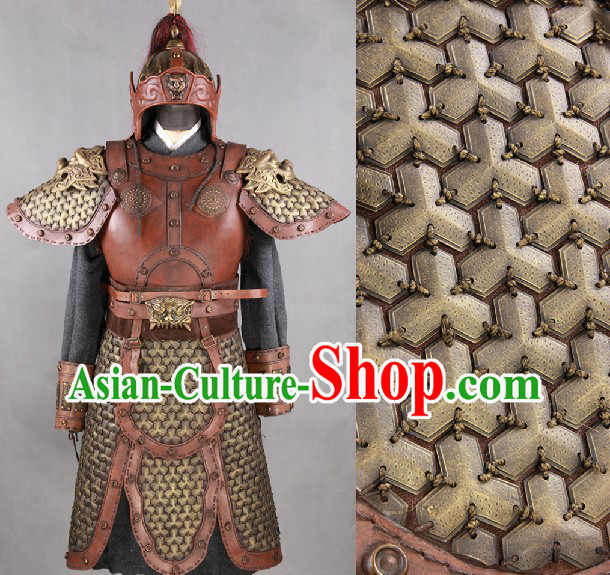 Ancient Chinese General Armor Costumes and Helmet Complete Set