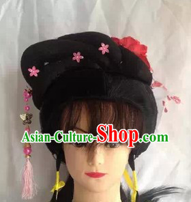 Chinese Opera Hua Dan Black Wig and Accessories