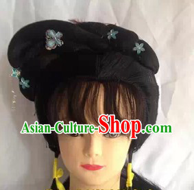 Chinese Opera Hua Dan Black Wig and Accessories