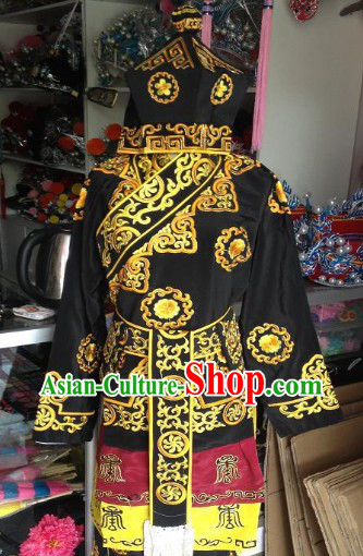 Ancient Chinese Embroidered Opera Costumes and Hat for Men