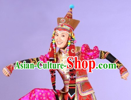 Mongolian Female Dance Costume and Hat