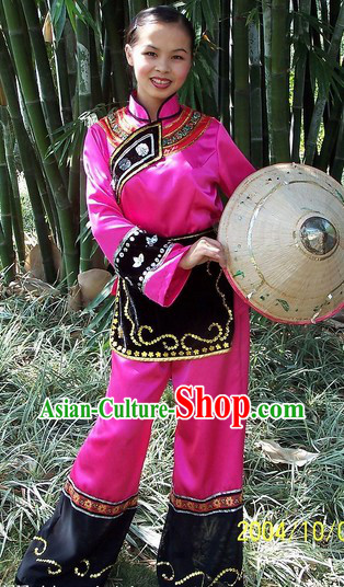 Traditional Chinese Maonan Tribe Outfit and Hat