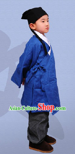 Ancient Chinese Ming Dynasty Long Robe and Pants for Children