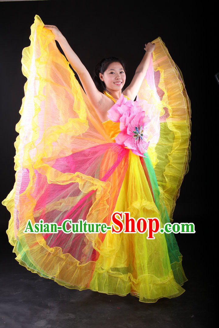 Traditional Chinese Stage Performance Dance Costumes and Headwear Complete Set for Women