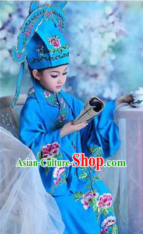 Tang Bohu Ancient Chinese School Student Long Robe and Hat for Children