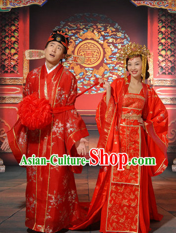 Chinese Folk Wedding Outfits for Men and Women