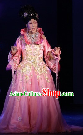 Professional Stage Performance Chinese Princess Costumes and Hair Accessories Complete Set