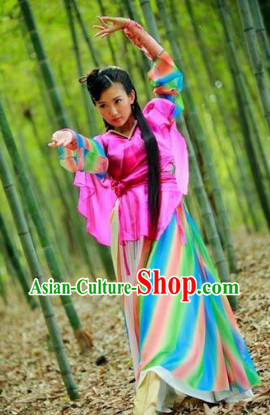 Rainbow Swordswoman Costumes and Headdress Complete Set