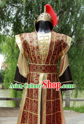 Ancient Chinese General Armor Costumes and Helmet Complete Set