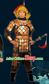 Ancient Chinese General Armor Costumes and Helmet Complete Set