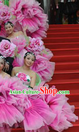 Pink Flower Dance Costume and Headdress Complete Set